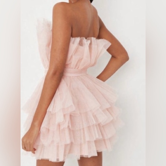 Missguided Bandeau Ruffle Dress Tulle Sparkle NWT - Picture 3 of 7